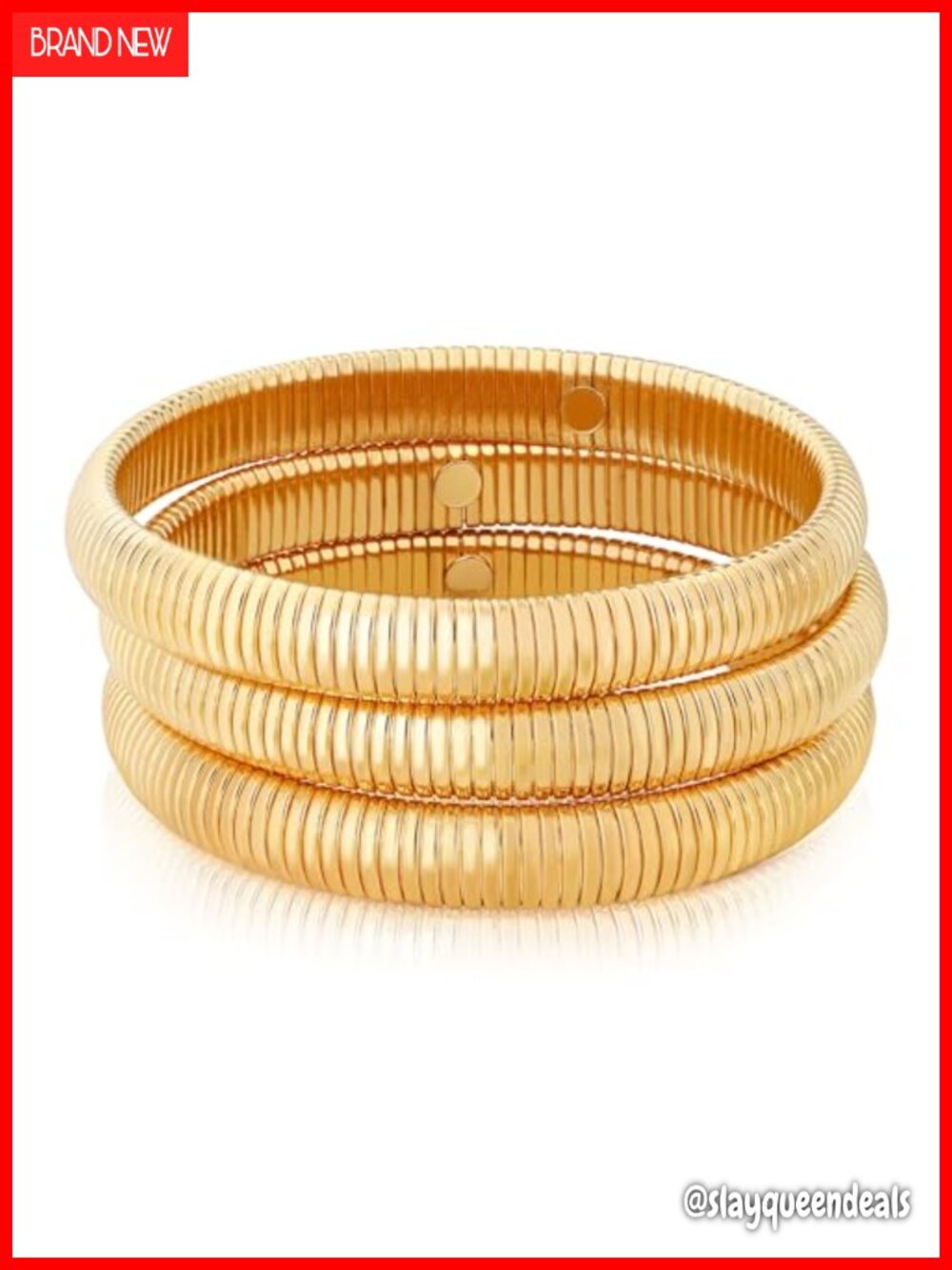 Chunky Gold Beaded Bangle Bracelet Set Stack Stretchy Snake Link Chain Flexible
